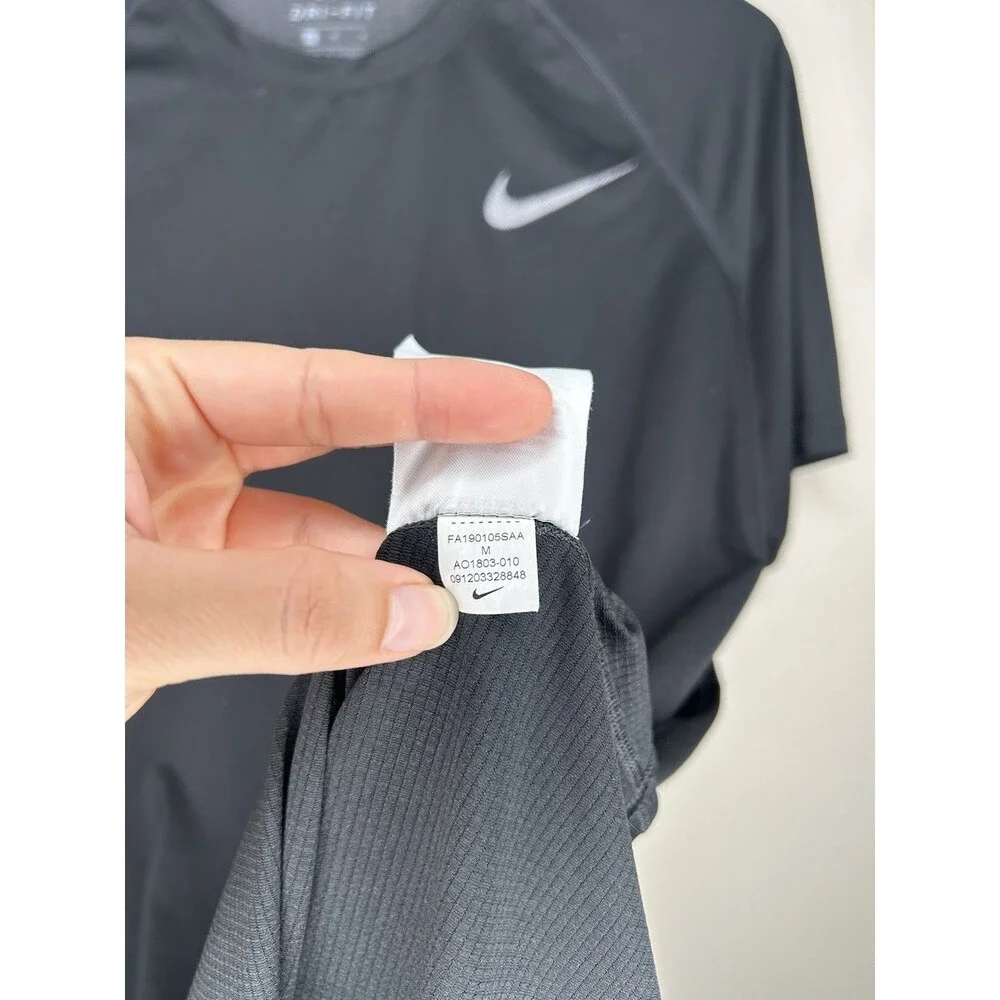 Nike Pro Dri Fit Mens Size Medium Breathe Training Intense Workout Black T Shirt